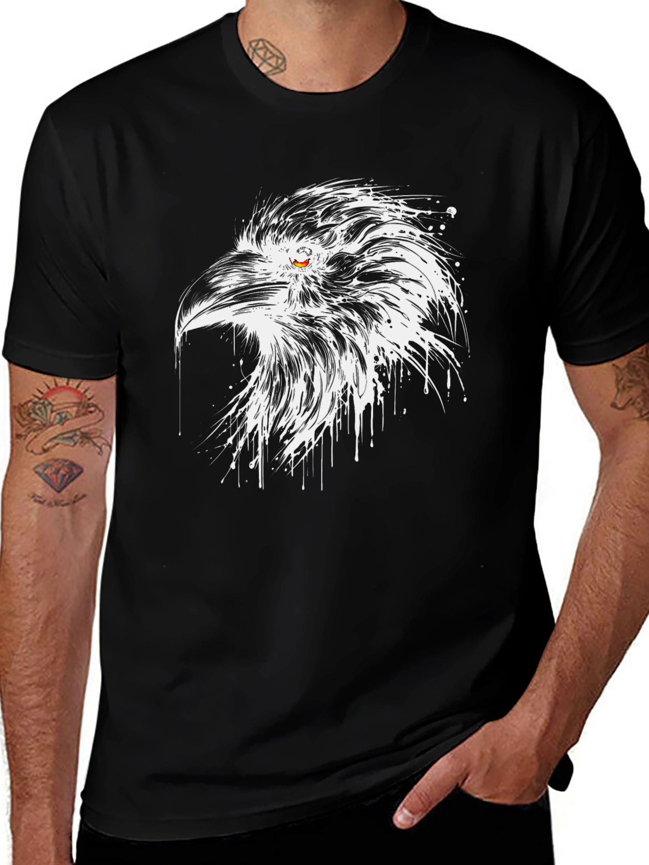 Raven Graphic Tee - Artistic Bird Design