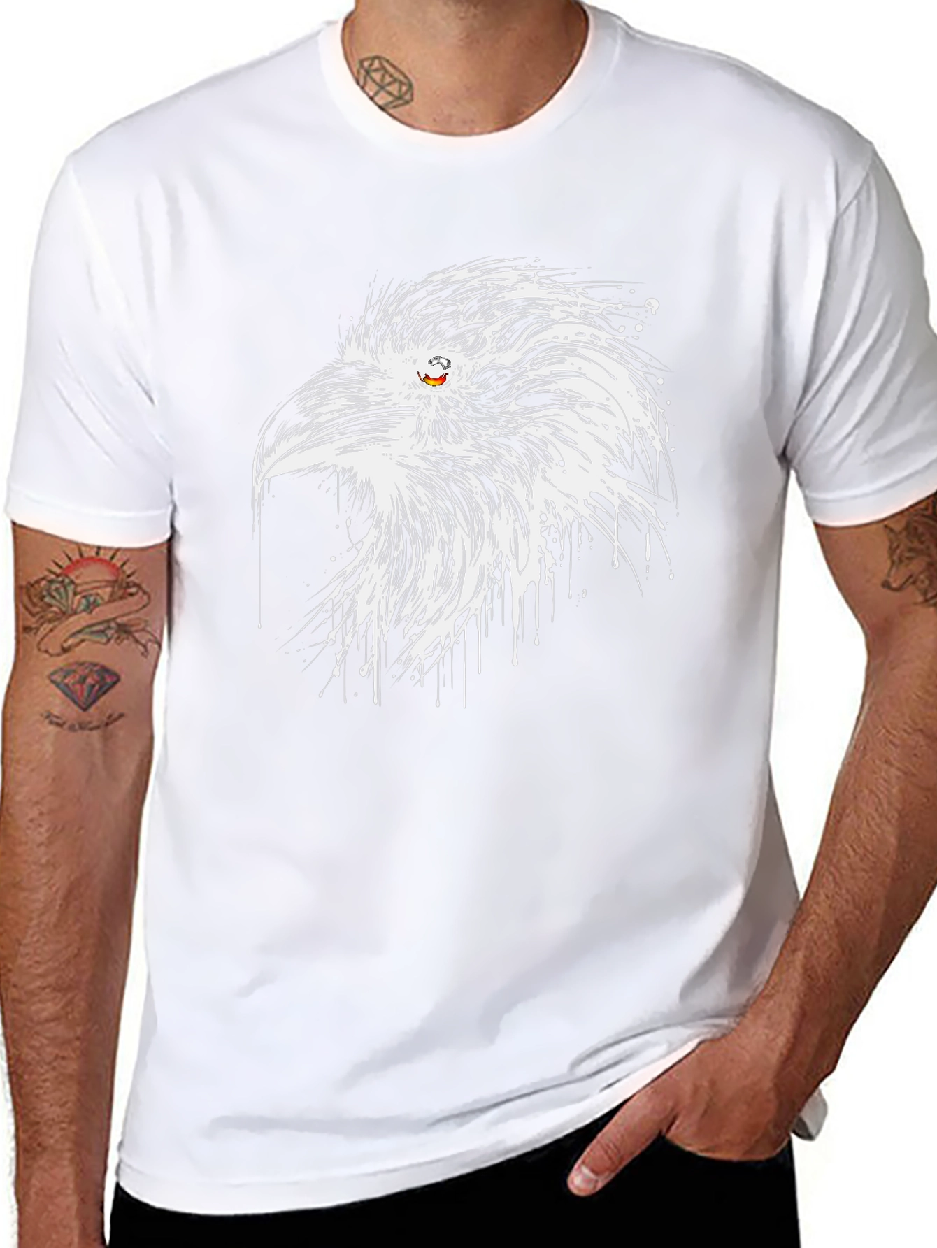 Raven Graphic Tee - Artistic Bird Design