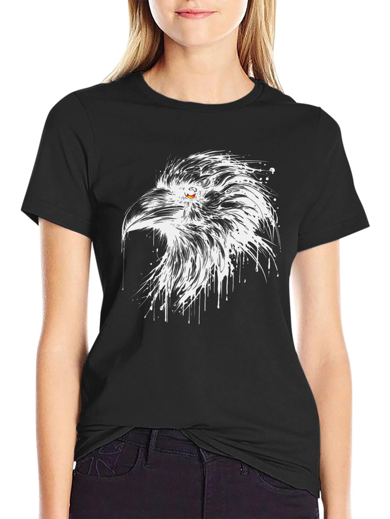 Raven Graphic Tee - Artistic Bird Design
