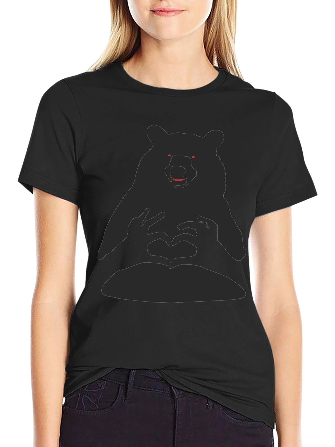 Bear Heart Hands Graphic Tee - Black