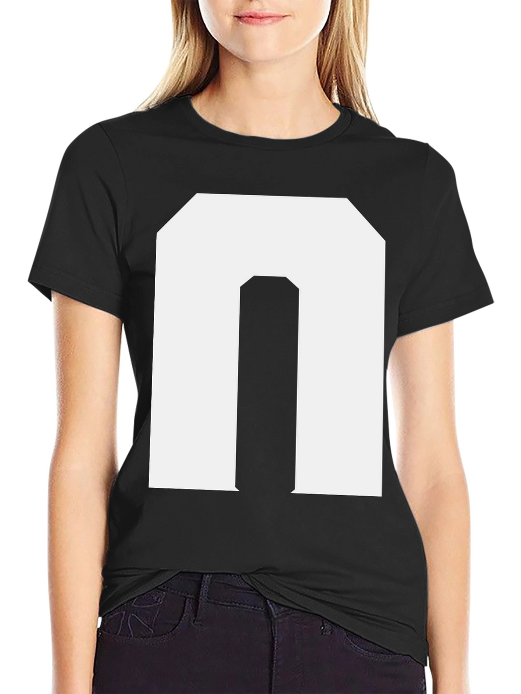 Bold Initial N Graphic Tee - Black