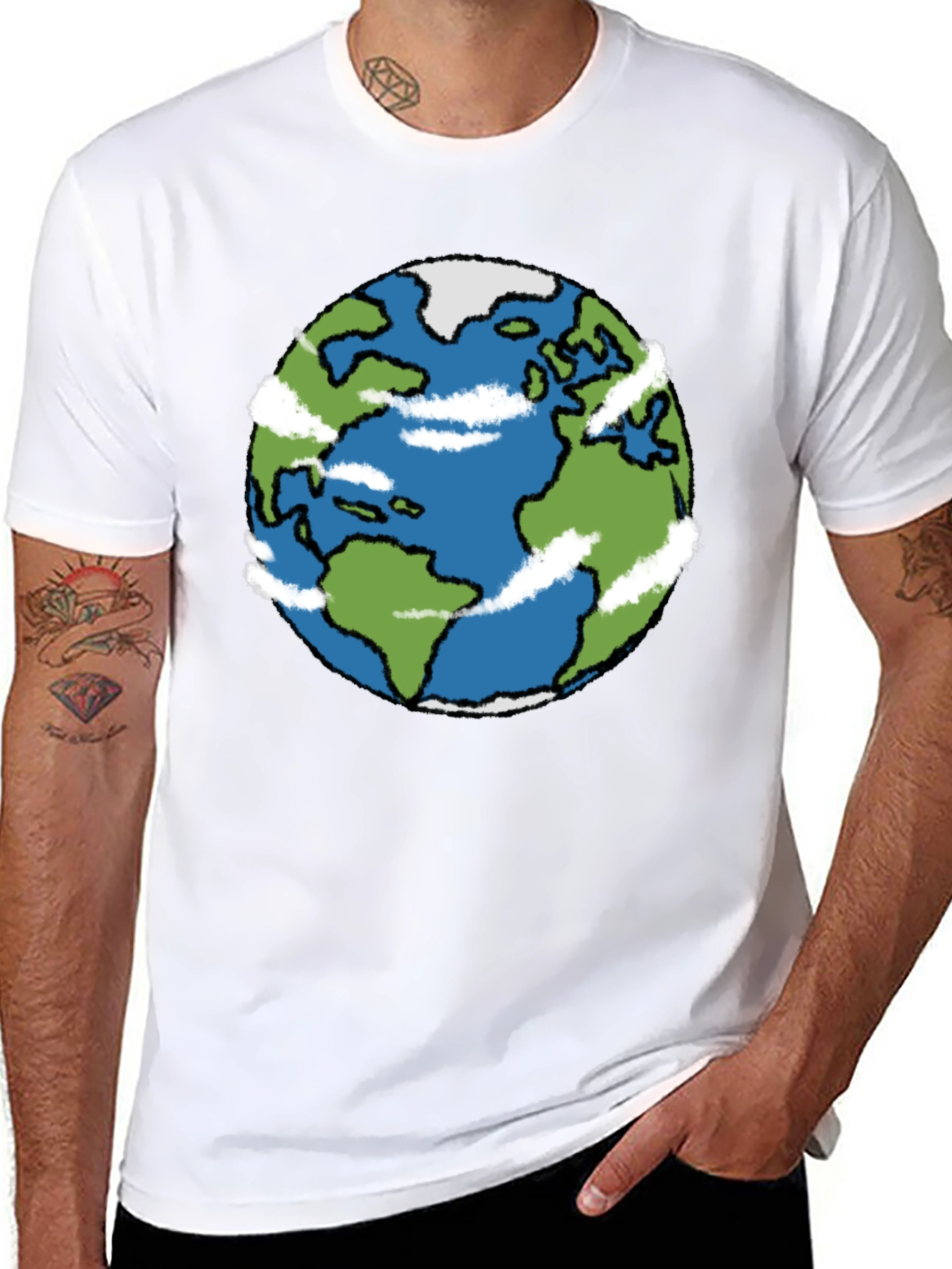 Earth Graphic Tee - Black Cotton Blend