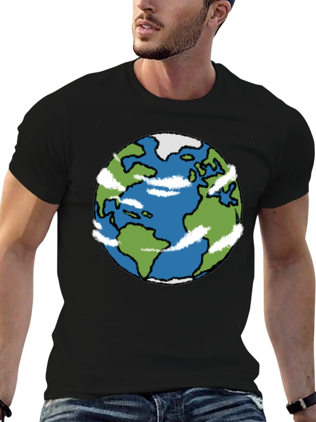 Earth Graphic Tee - Black Cotton Blend