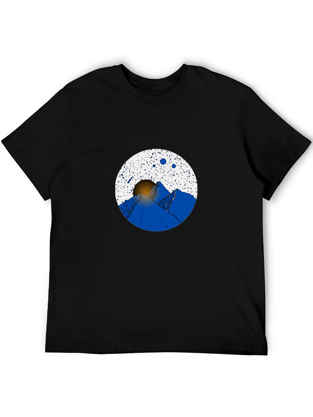 Abstract Mountain Scene Black Graphic Tee