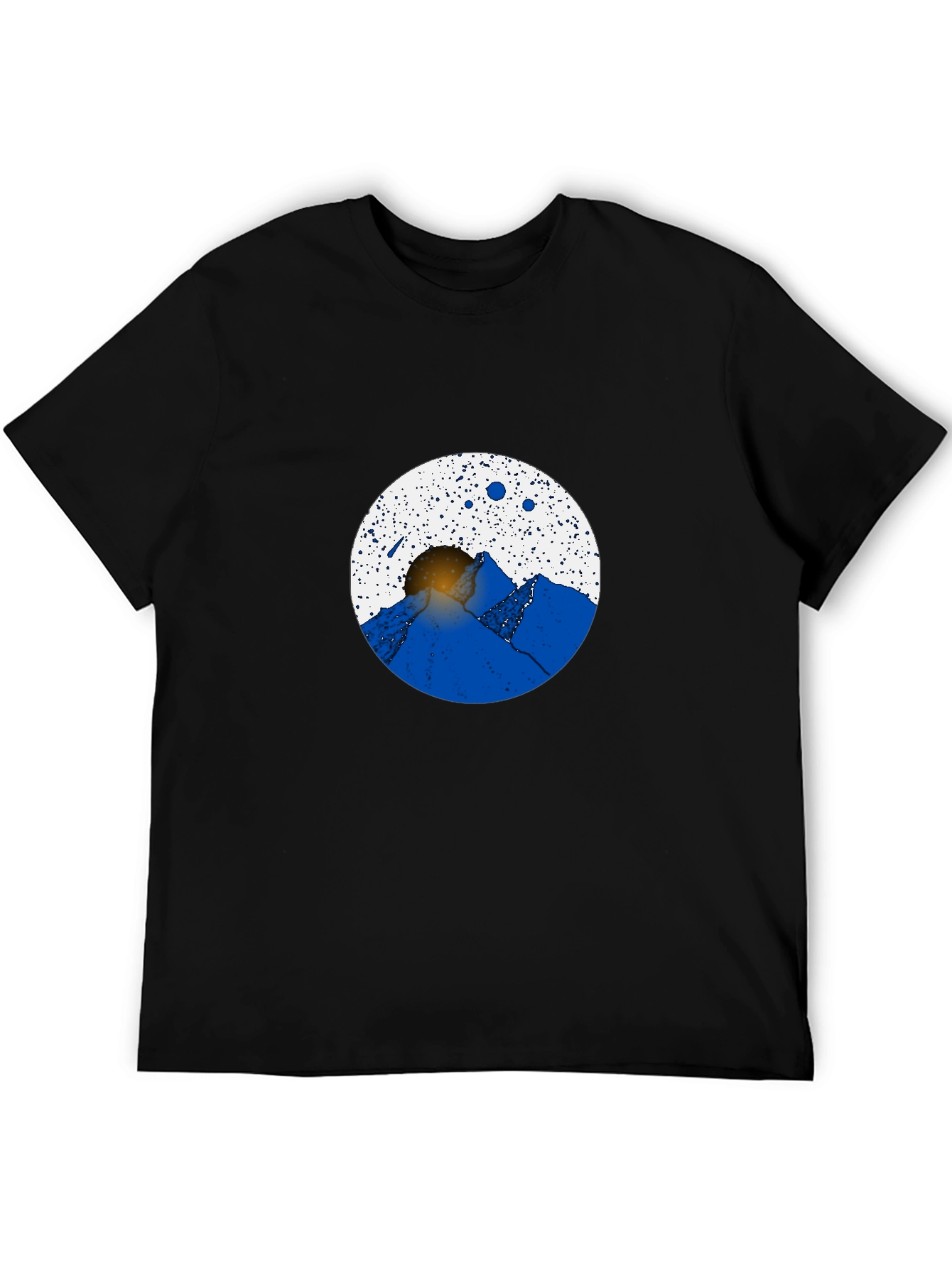 Abstract Mountain Scene Black Graphic Tee
