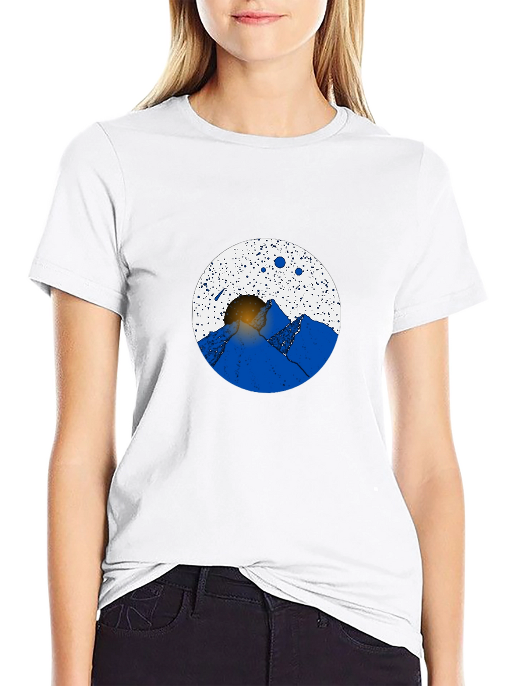 Abstract Mountain Scene Black Graphic Tee
