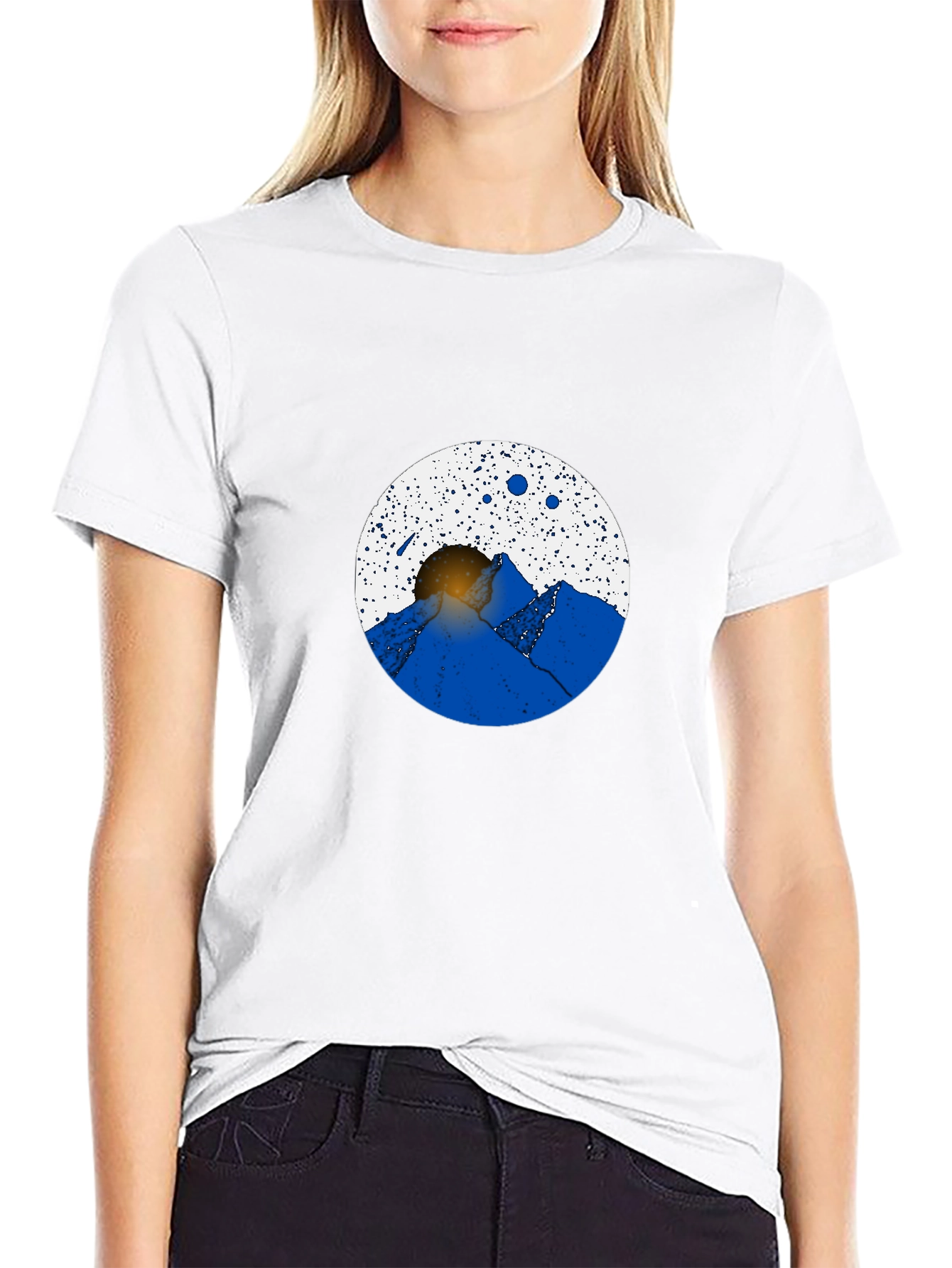 Abstract Mountain Scene Black Graphic Tee
