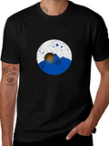 Abstract Mountain Scene Black Graphic Tee