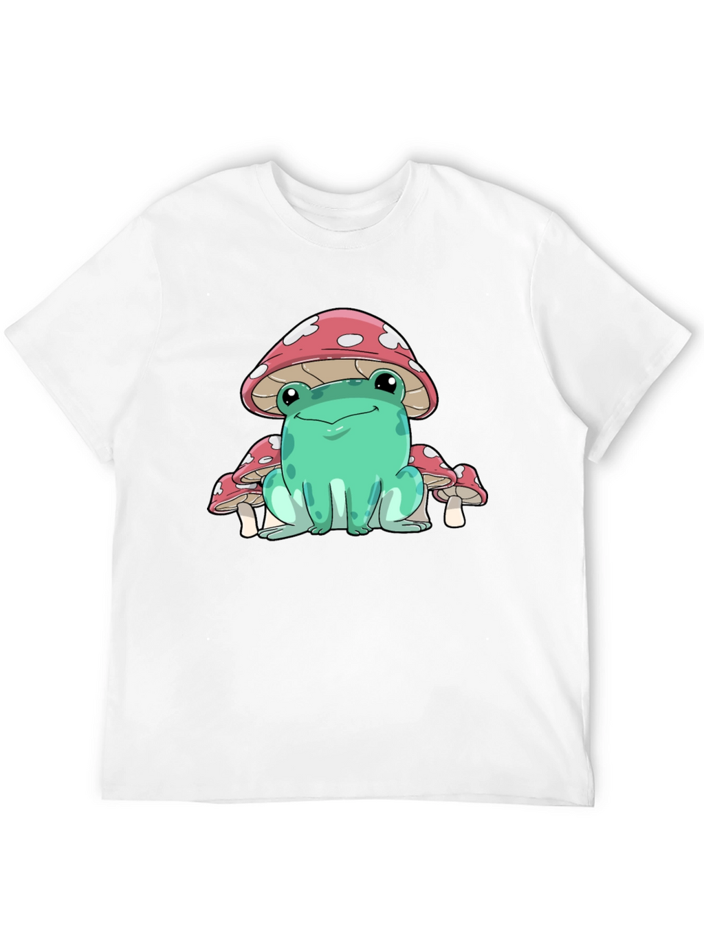 Frog Mushroom Graphic Tee - Whimsical Black T-Shirt
