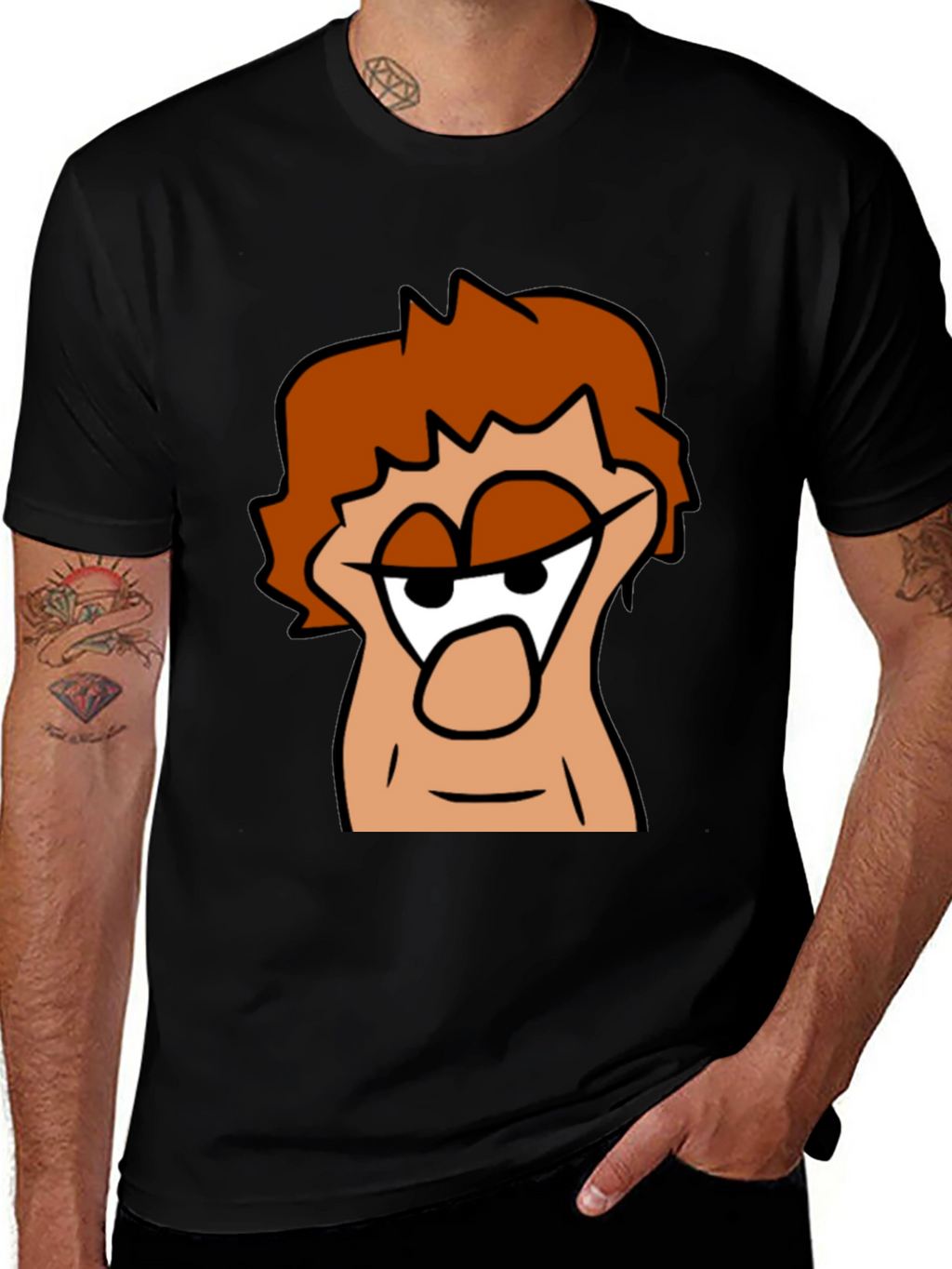 Cartoon Character Graphic Black T-Shirt