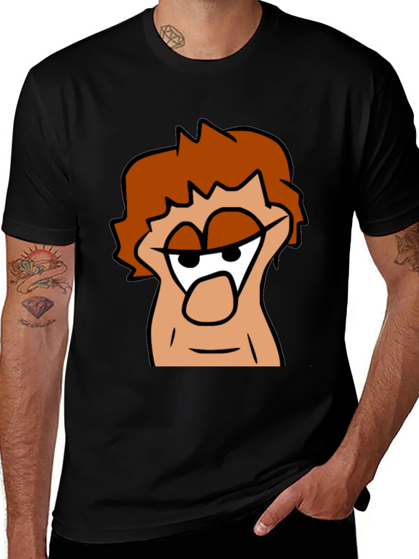 Cartoon Character Graphic Black T-Shirt