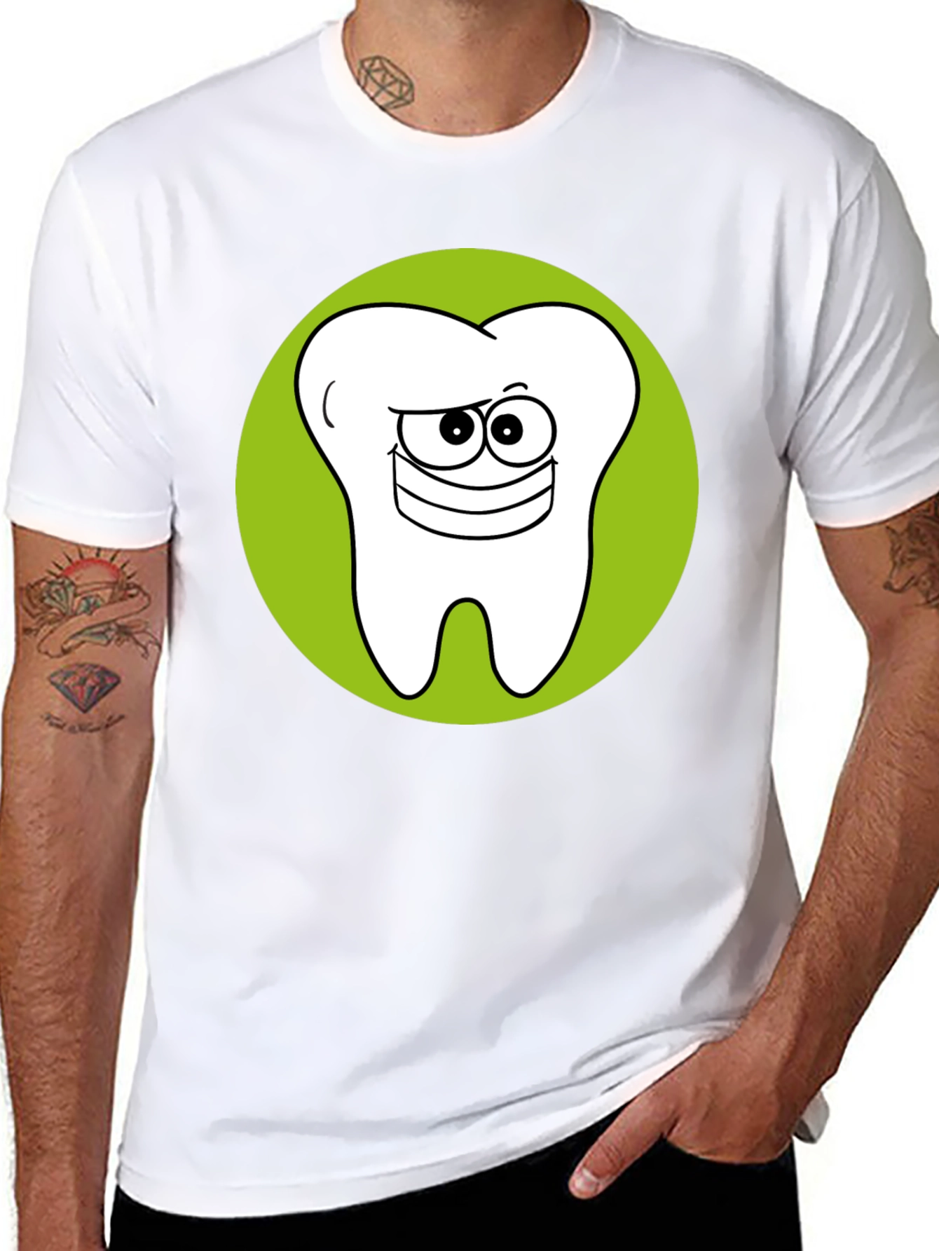 Funny Tooth Graphic Tee - Black Cotton T-Shirt