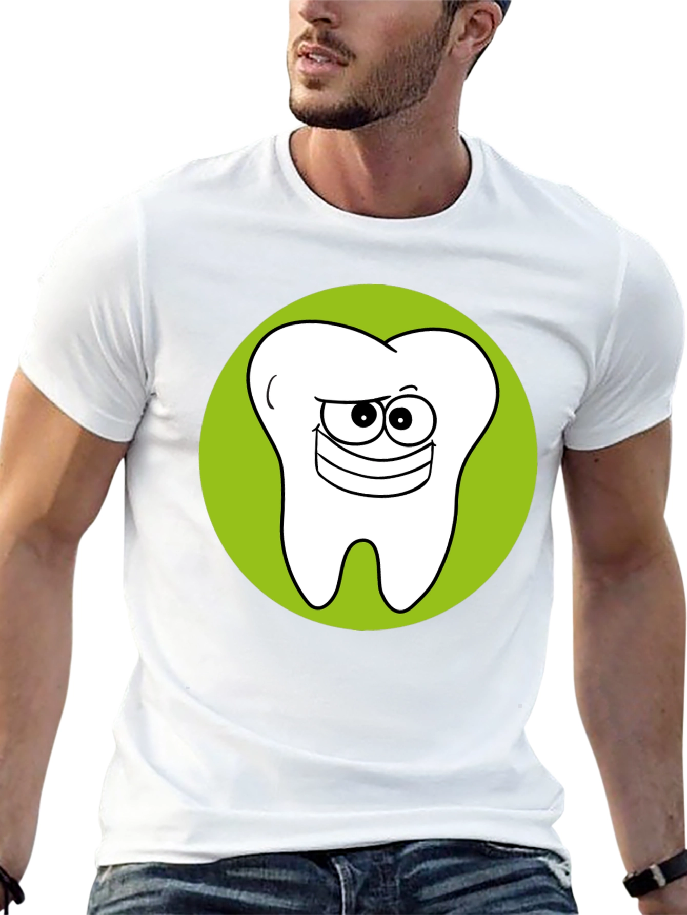 Funny Tooth Graphic Tee - Black Cotton T-Shirt
