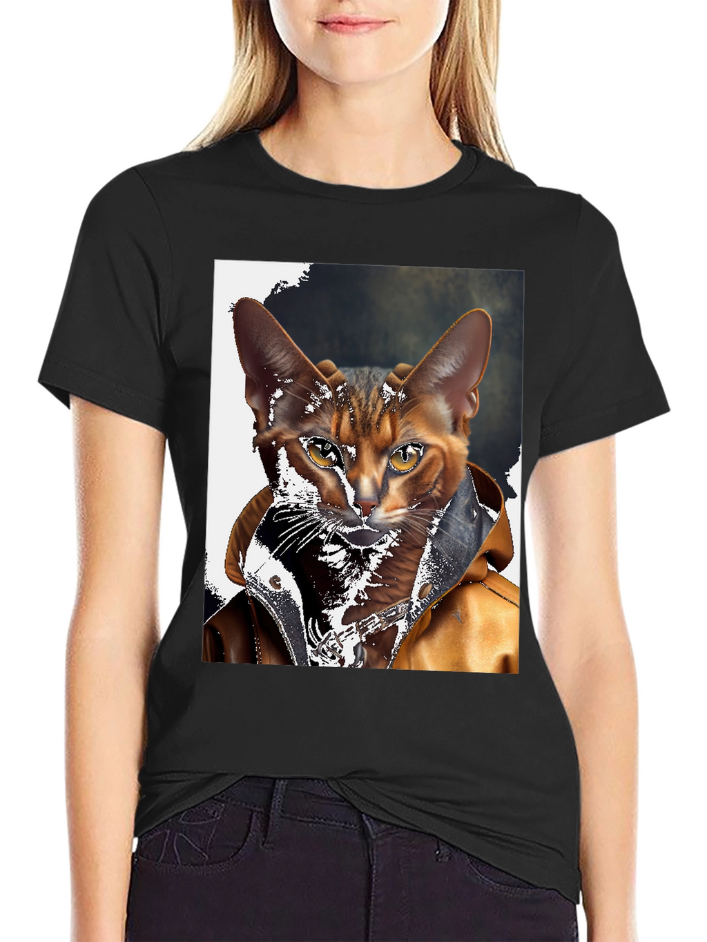Cool Cat Biker T-Shirt - Rocker Style