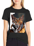 Cool Cat Biker T-Shirt - Rocker Style