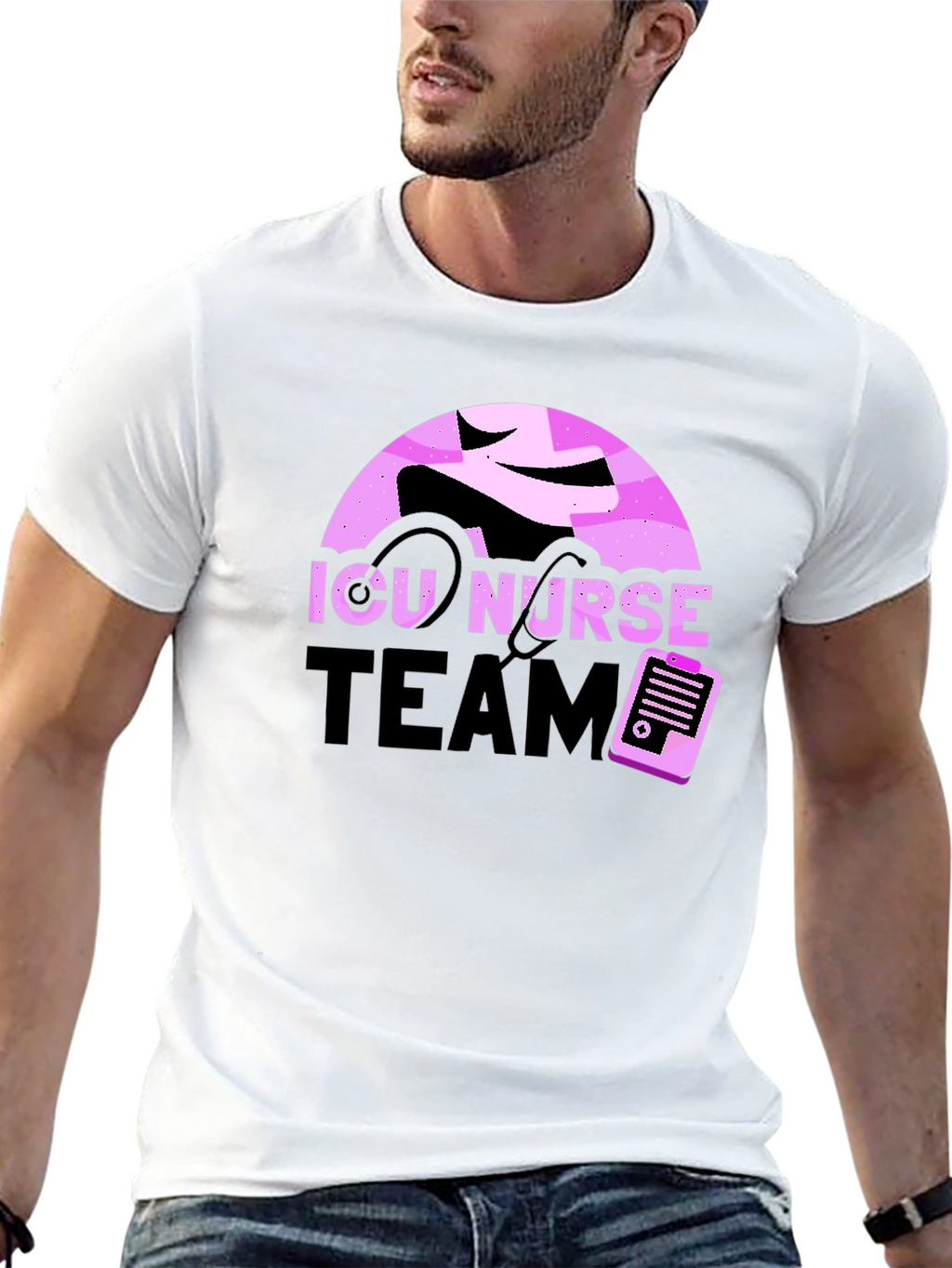 ICU Nurse Team Black T-Shirt
