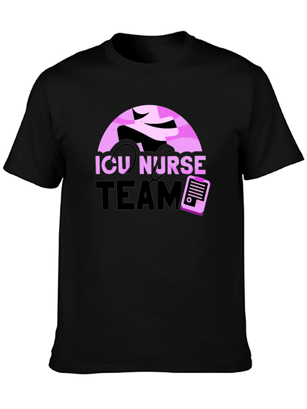 ICU Nurse Team Black T-Shirt