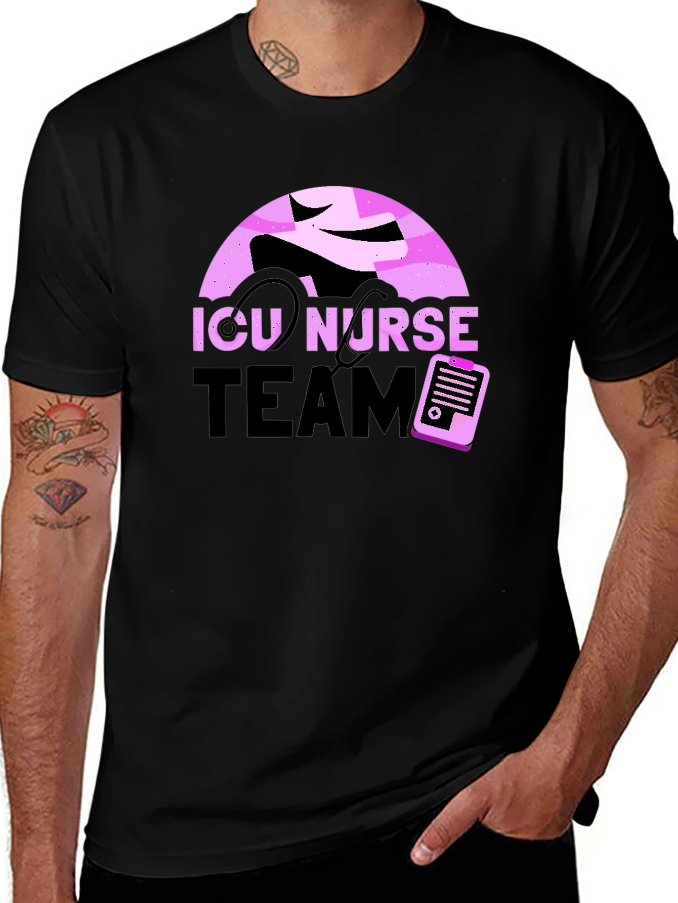 ICU Nurse Team Black T-Shirt