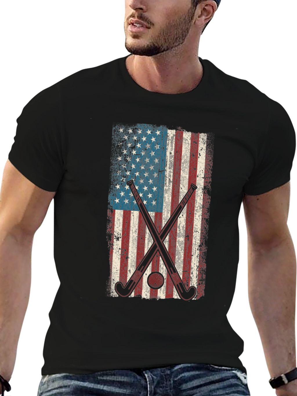 American Flag Hockey Graphic Tee