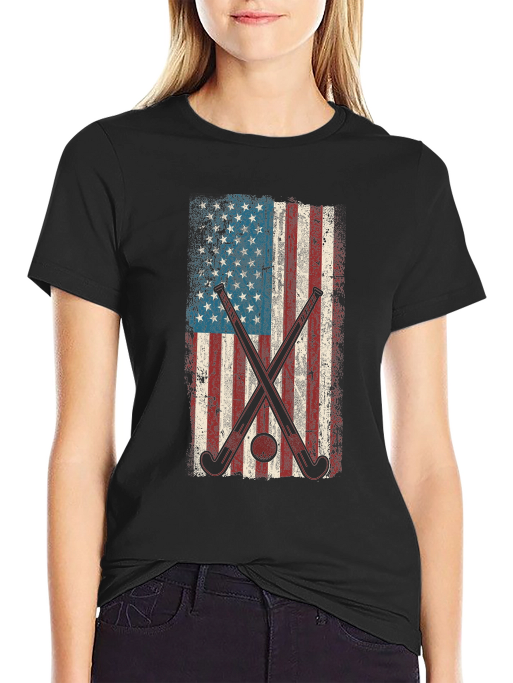 American Flag Hockey Graphic Tee