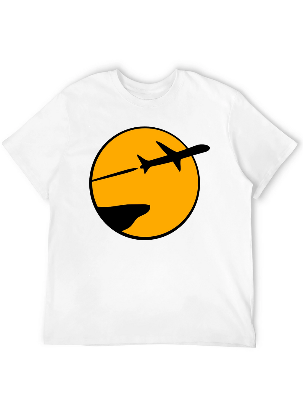 Airplane Silhouette Graphic Tee - Black Cotton Blend