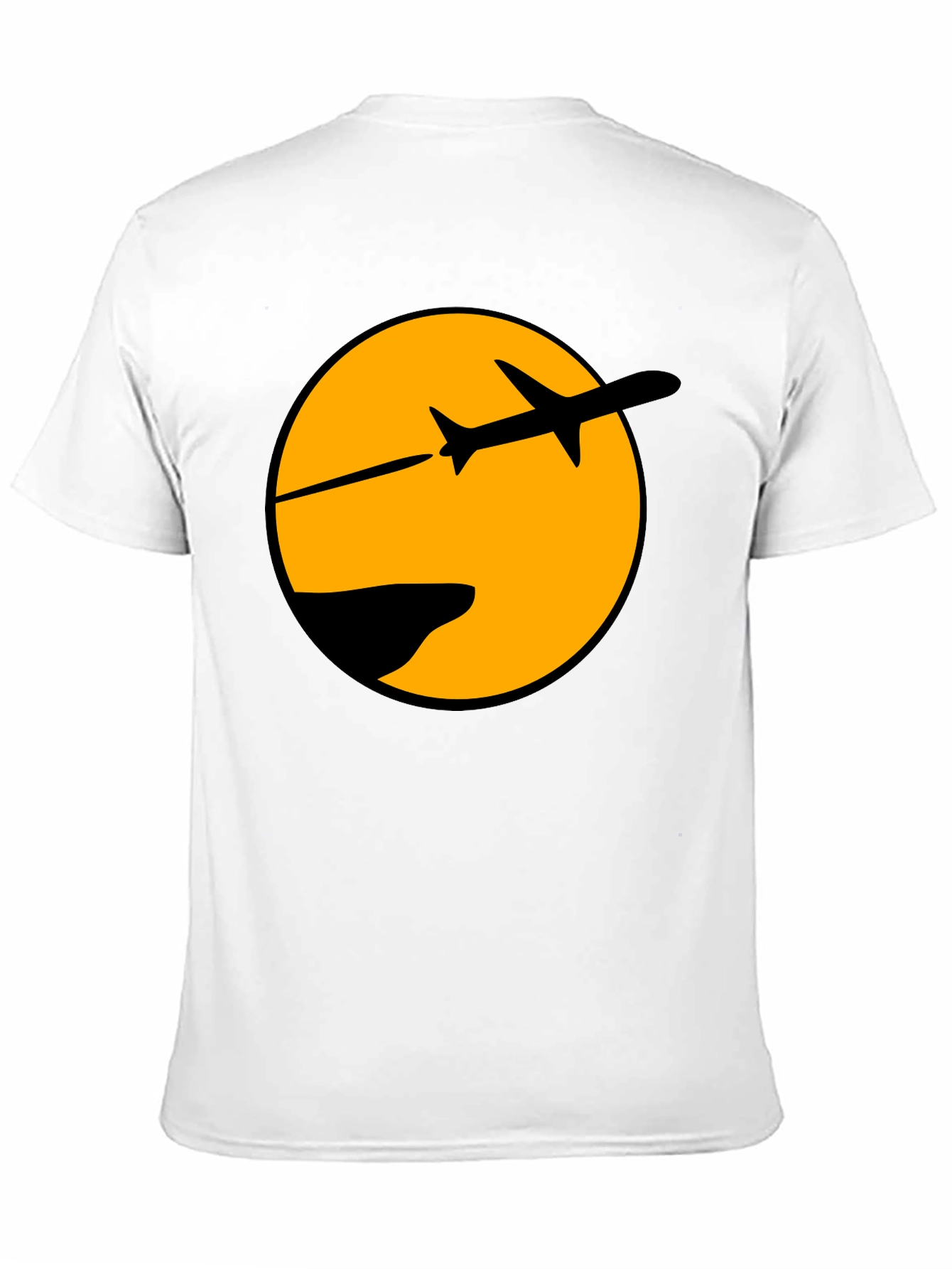 Airplane Silhouette Graphic Tee - Black Cotton Blend