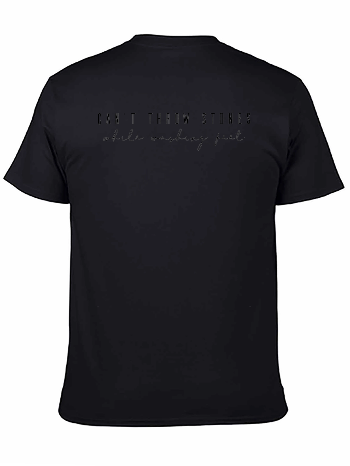 Black Graphic Tee: Cant Throw Stones