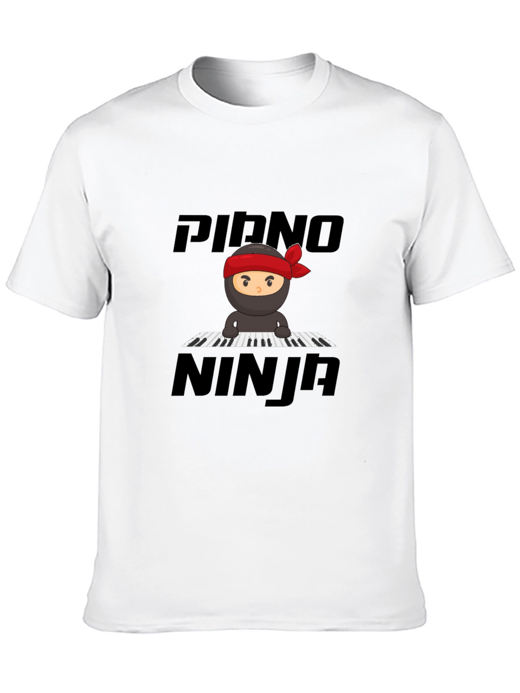 Piano Ninja Graphic Tee - Black Cotton T-Shirt