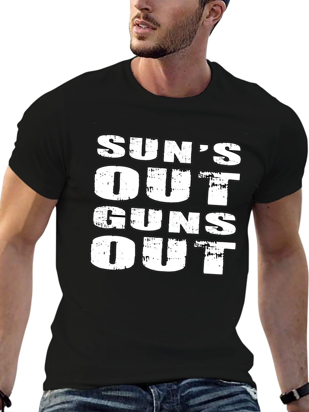 Suns Out Guns Out Black Graphic Tee