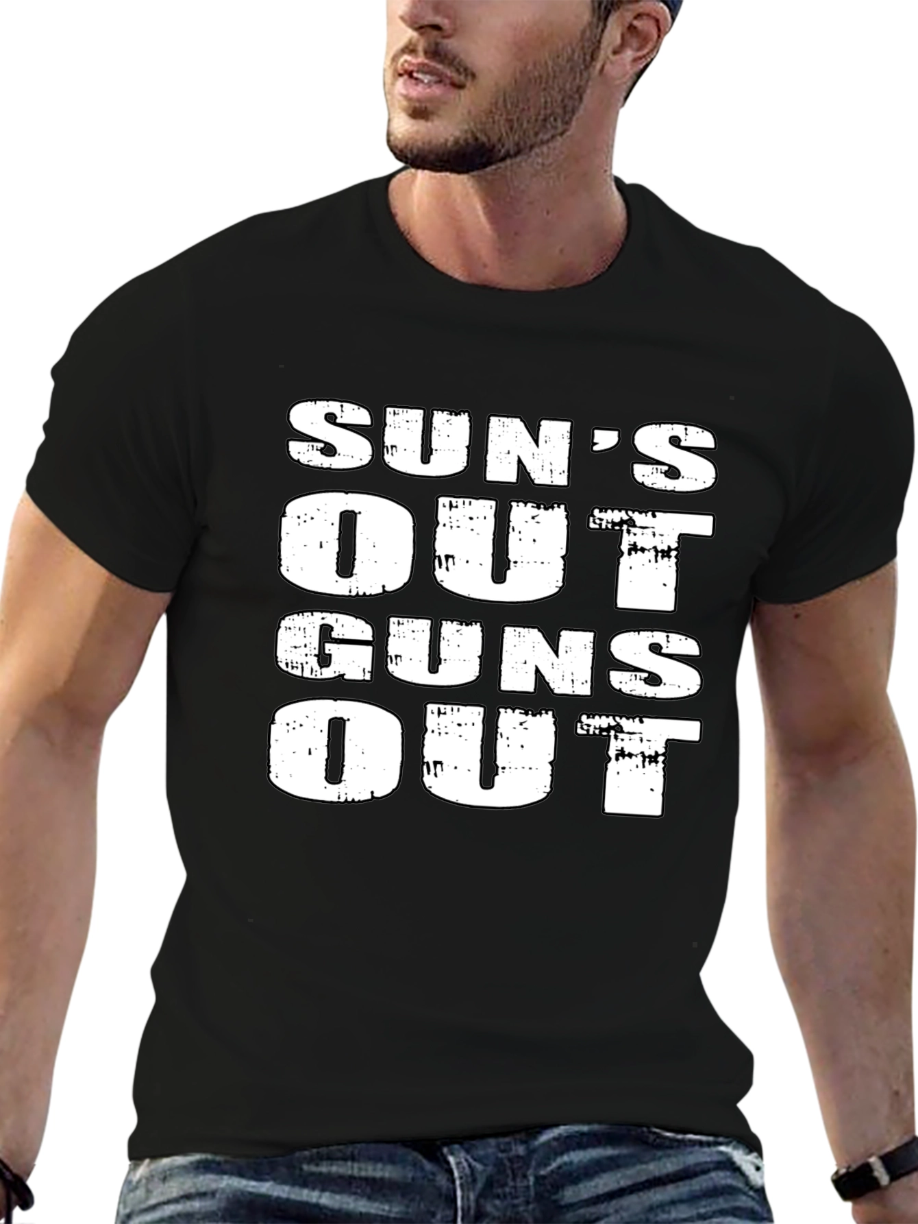 Suns Out Guns Out Black Graphic Tee