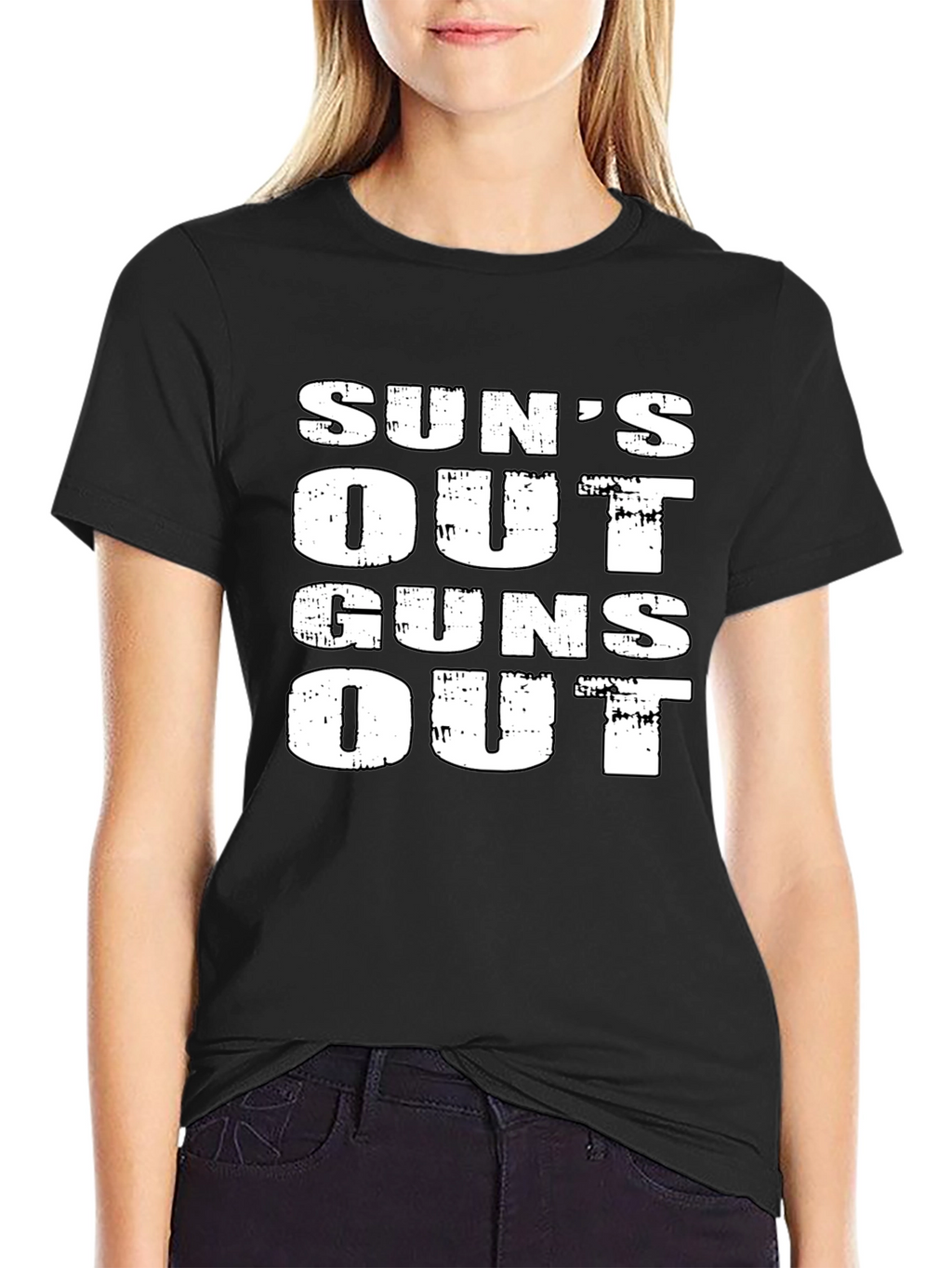 Suns Out Guns Out Black Graphic Tee