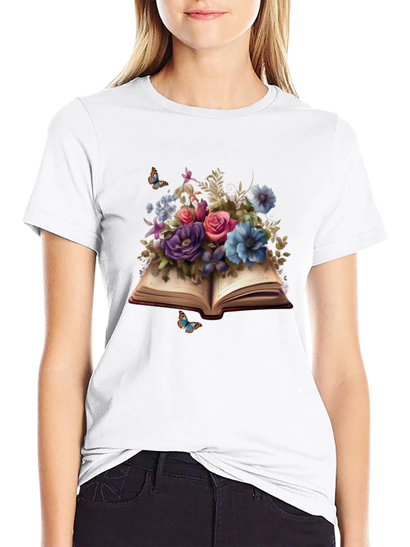Floral Book T-Shirt: Literary Blooms Tee