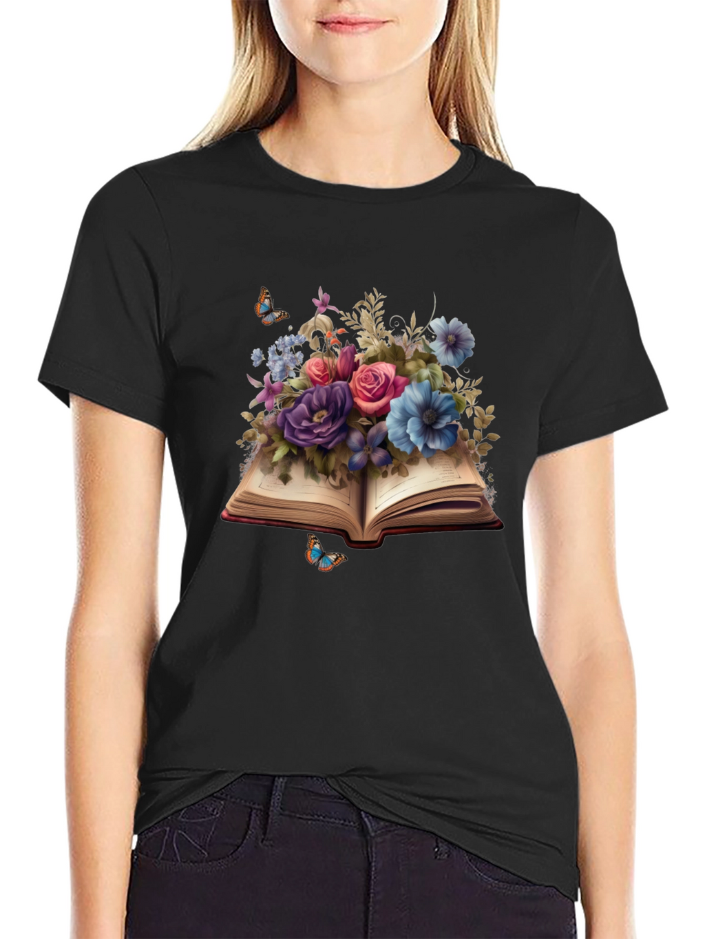 Floral Book T-Shirt: Literary Blooms Tee