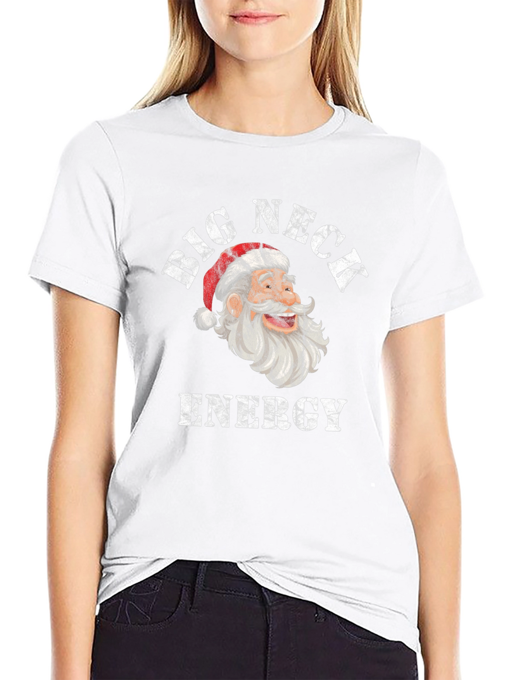 Big Neck Energy Santa Christmas Graphic Tee