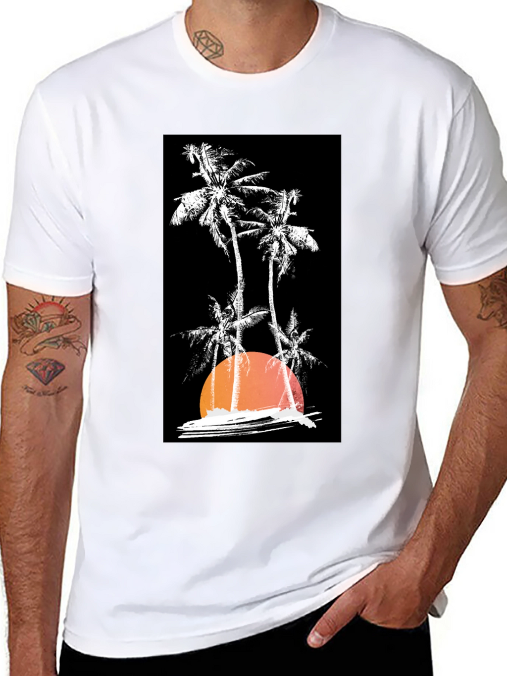 Sunset Palm Tree Graphic T-Shirt