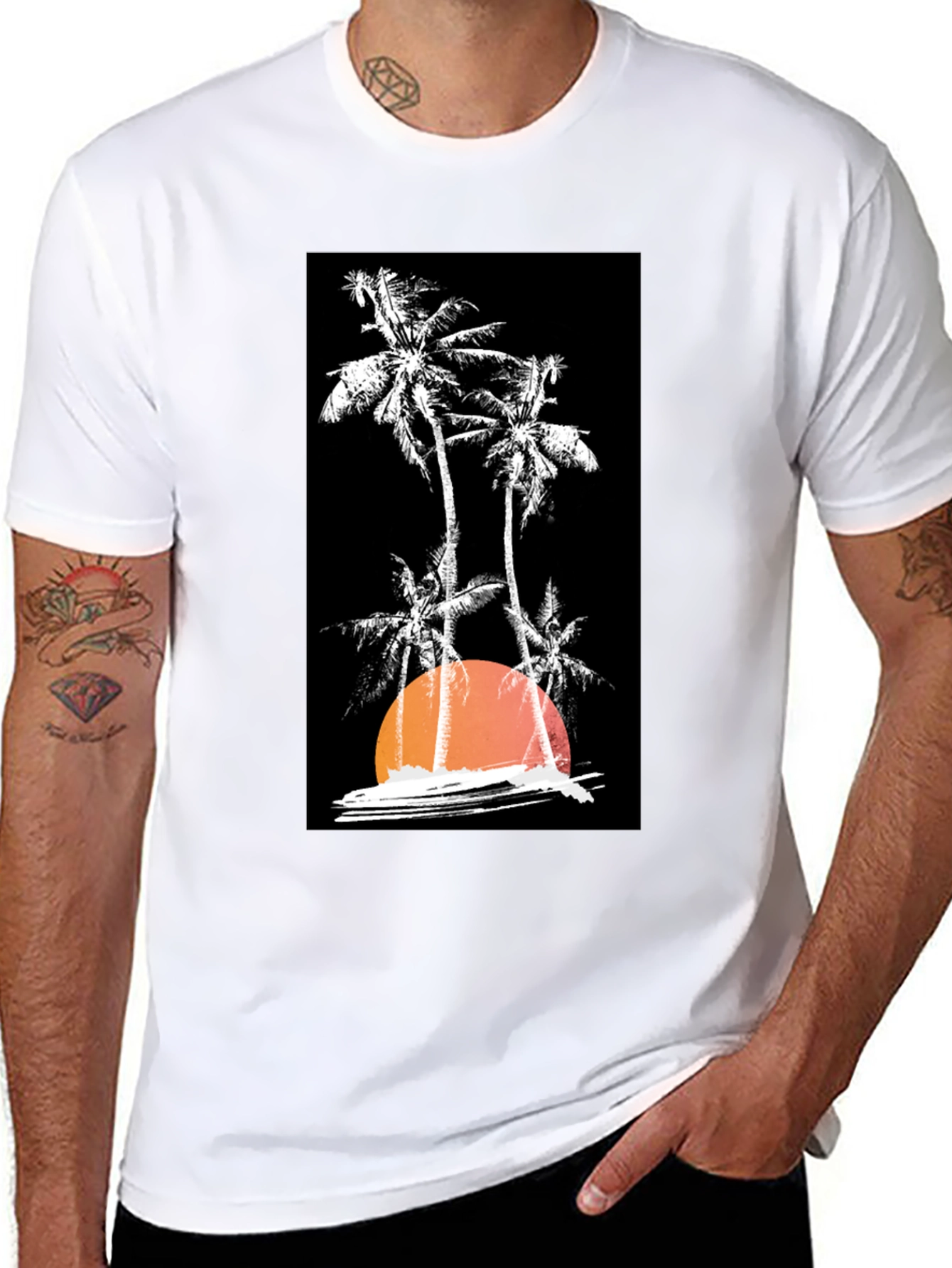 Sunset Palm Tree Graphic T-Shirt