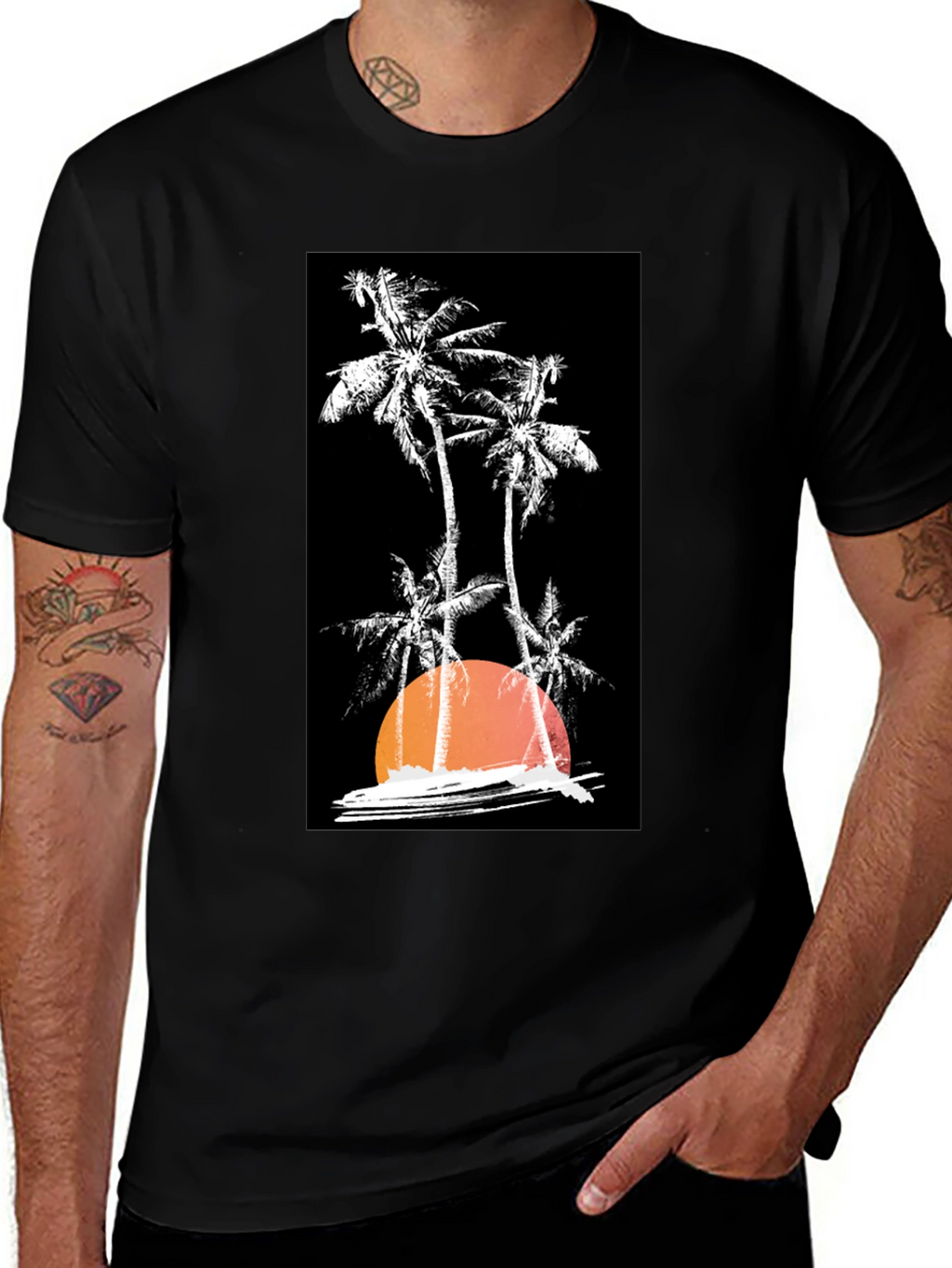 Sunset Palm Tree Graphic T-Shirt