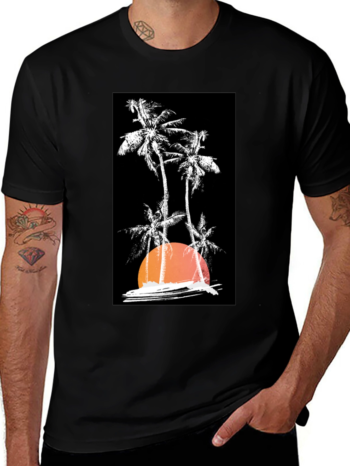 Sunset Palm Tree Graphic T-Shirt