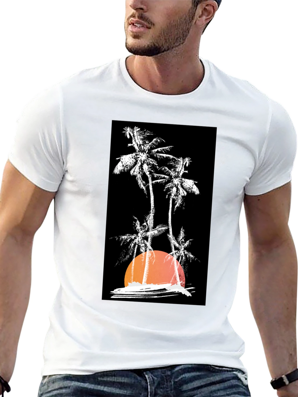 Sunset Palm Tree Graphic T-Shirt