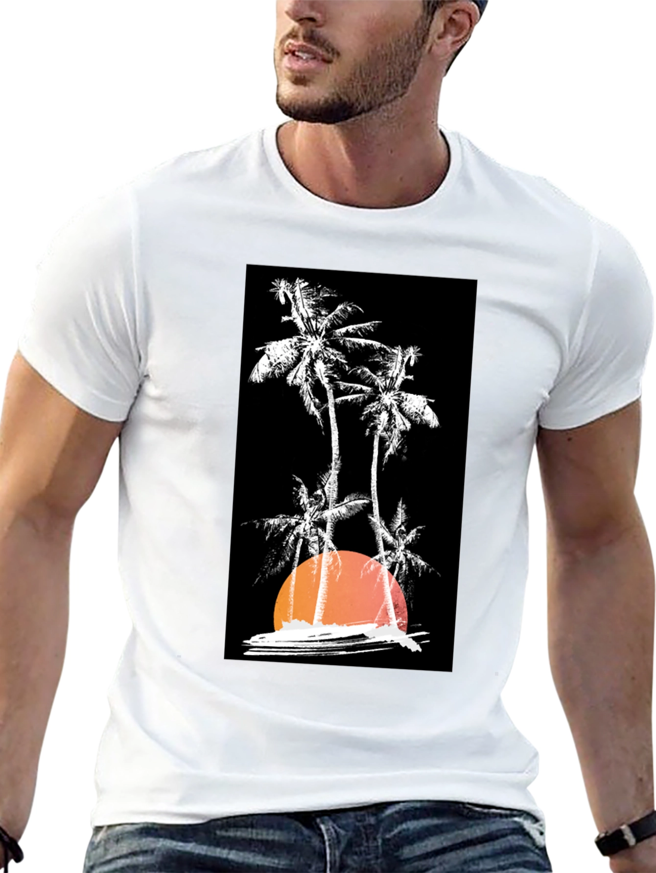 Sunset Palm Tree Graphic T-Shirt