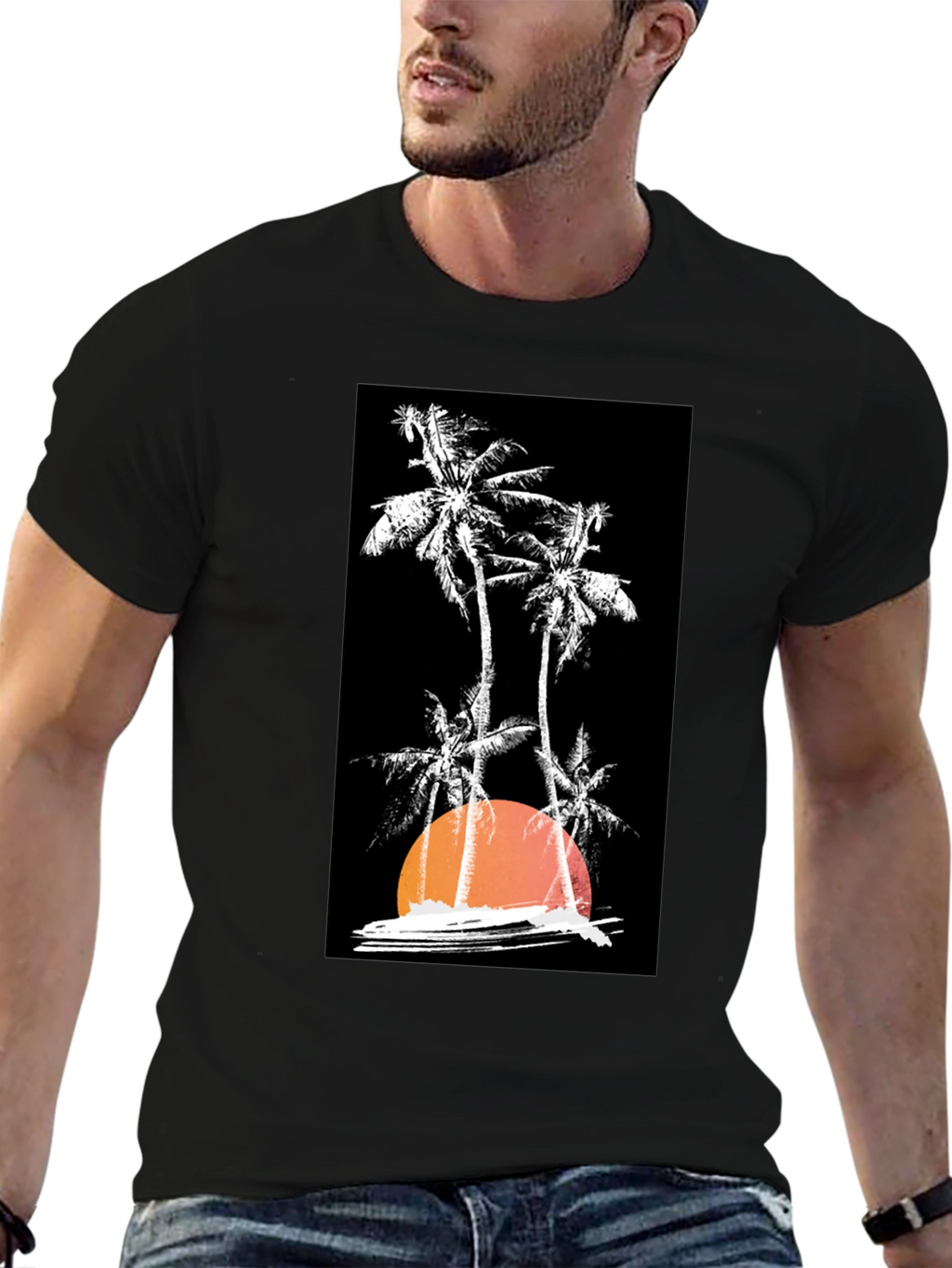 Sunset Palm Tree Graphic T-Shirt