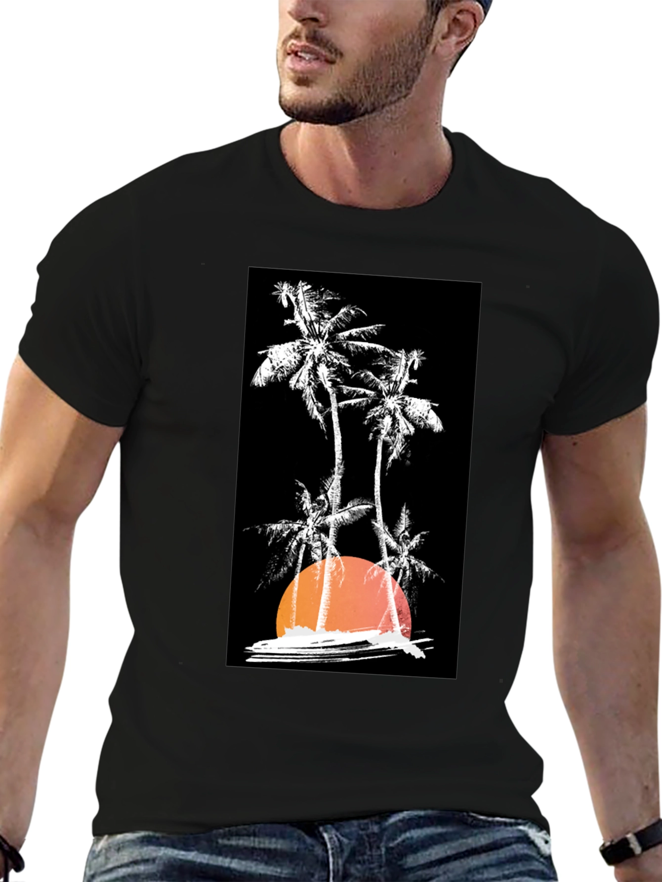 Sunset Palm Tree Graphic T-Shirt