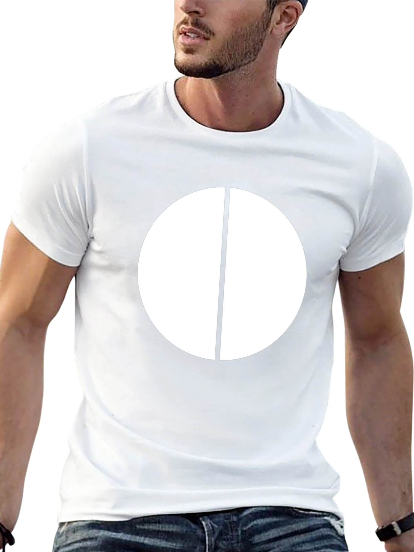 Minimalist White Circle Graphic Black T-Shirt