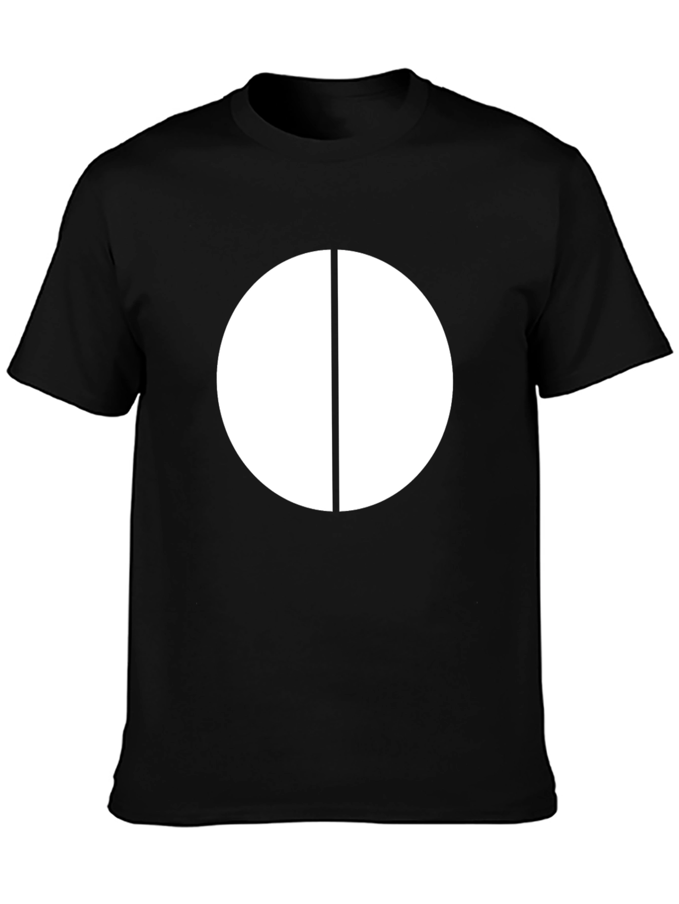 Minimalist White Circle Graphic Black T-Shirt