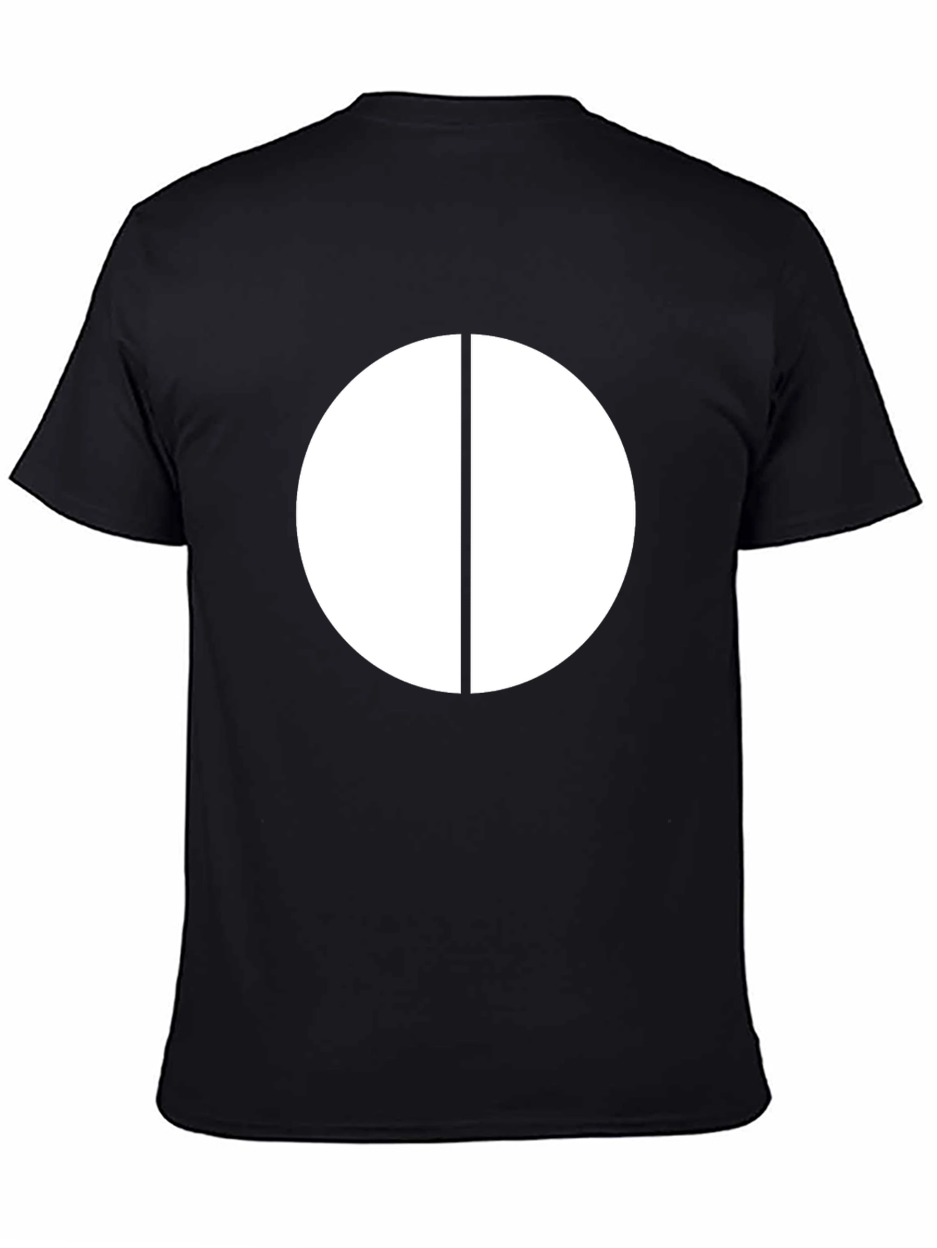 Minimalist White Circle Graphic Black T-Shirt