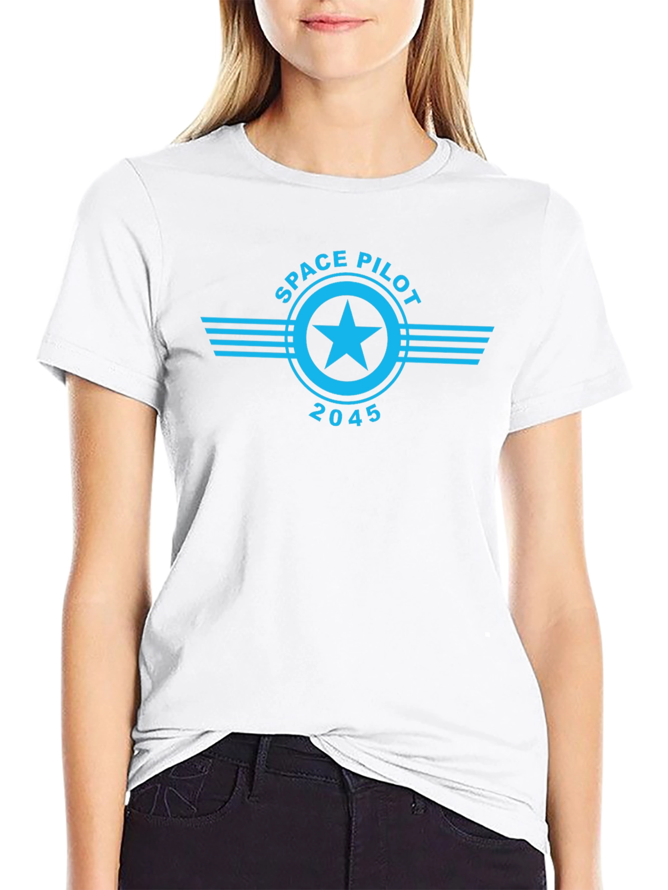 Space Pilot 2045 Black T-Shirt