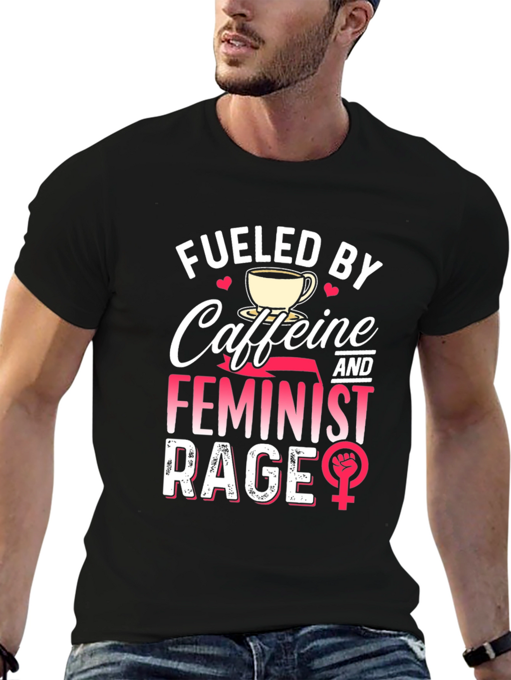 Fueled By Caffeine Feminist Rage Graphic Tee