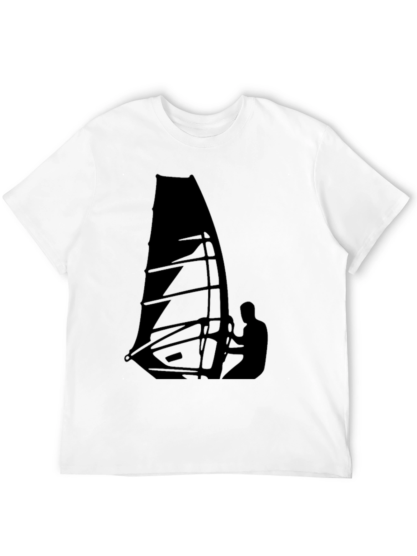 Windsurfing Graphic Tee - Black Cotton T-Shirt