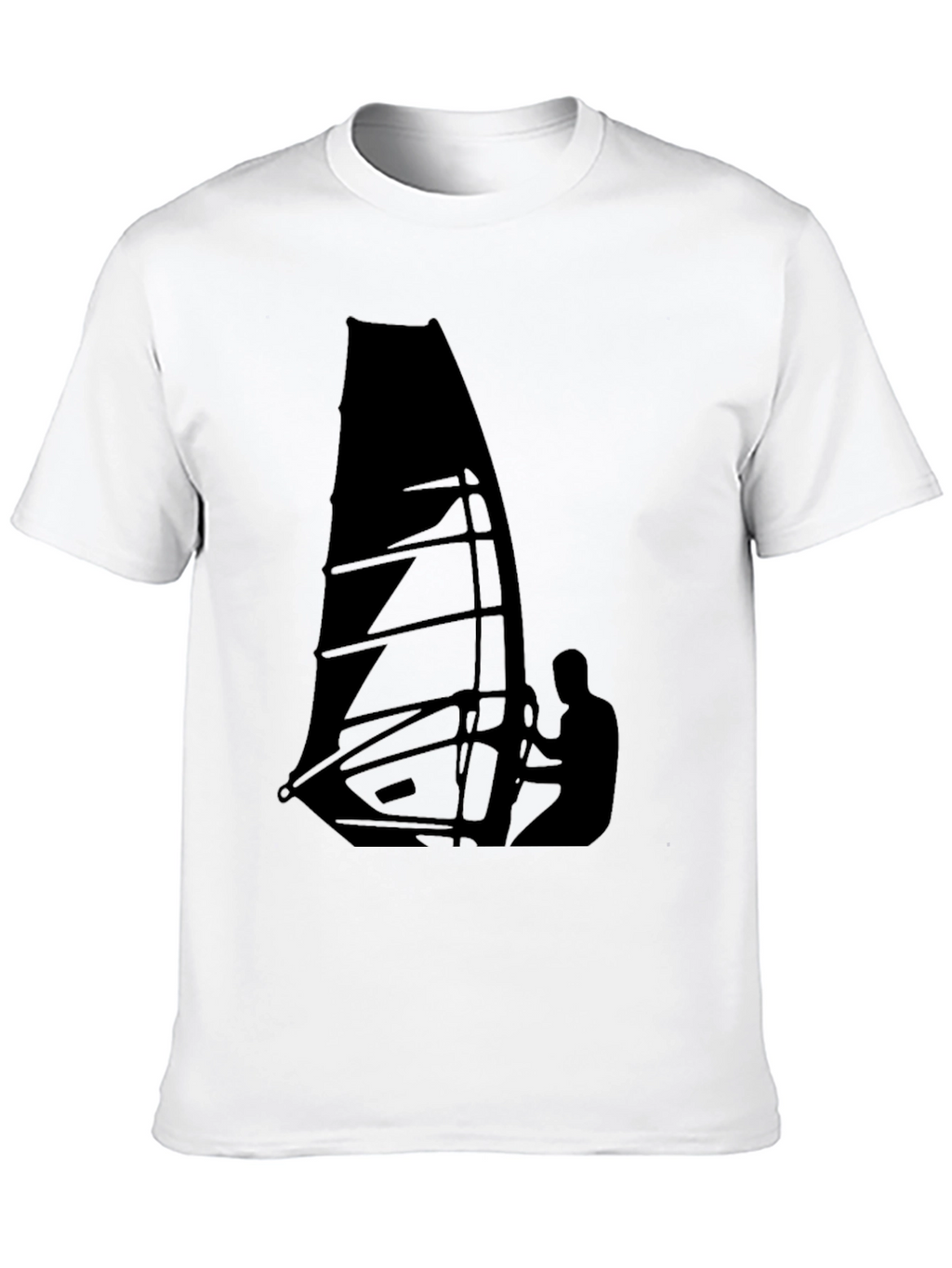 Windsurfing Graphic Tee - Black Cotton T-Shirt