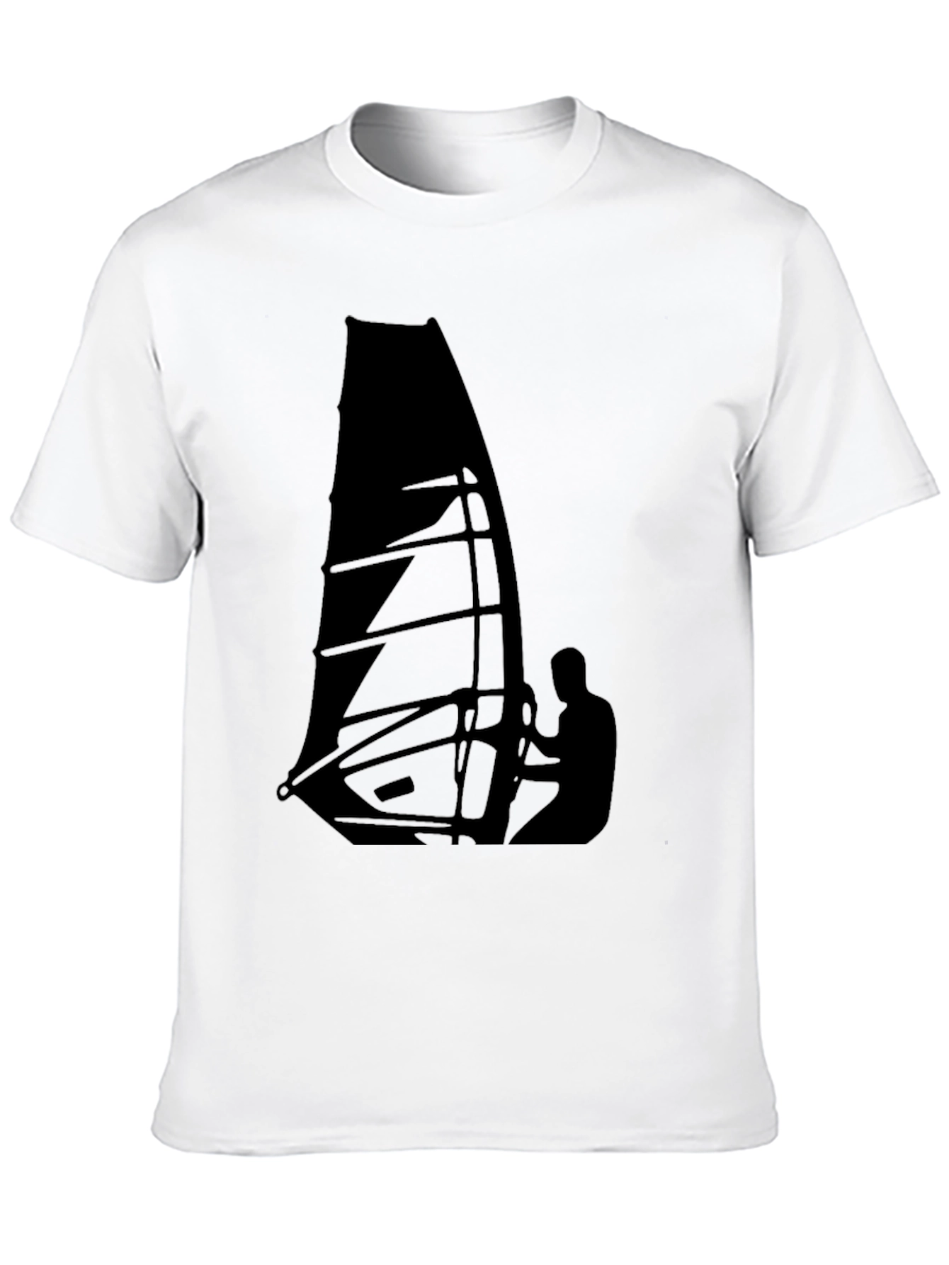 Windsurfing Graphic Tee - Black Cotton T-Shirt